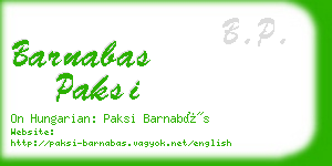 barnabas paksi business card